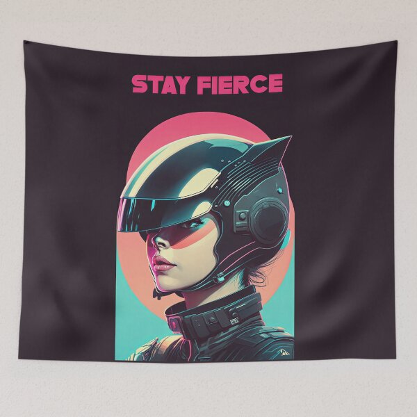 Item preview, Stay Fierce Space Cat Girl designed and sold by wildcrazylove.