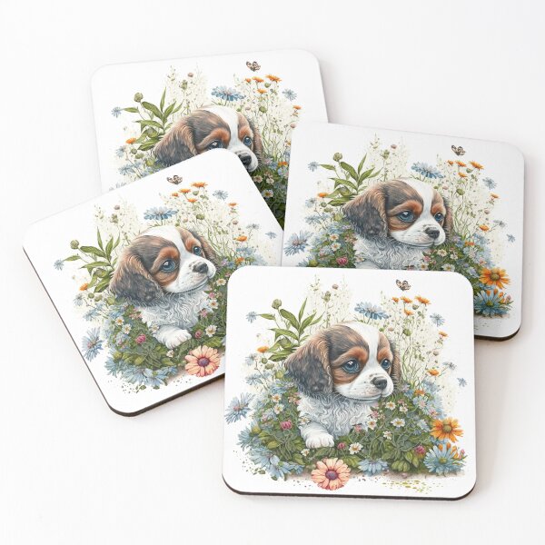 Item preview, Cute Puppy and Flowers #11 designed and sold by quicksilversun.