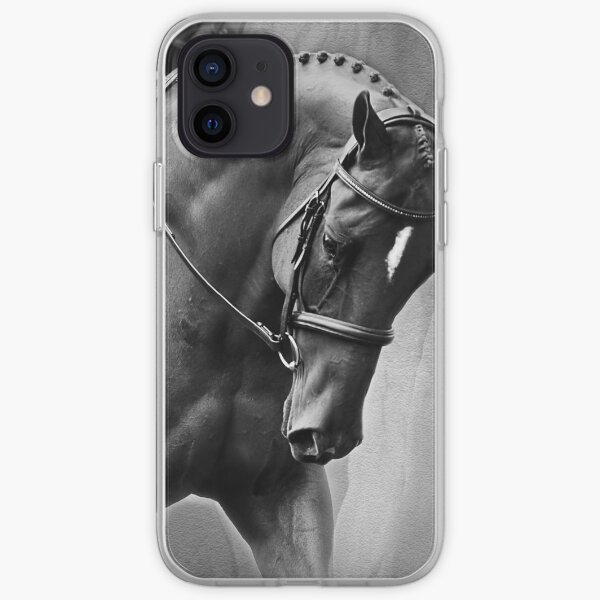 Elegance Dressage Horse in Black and White iPhone Soft Case