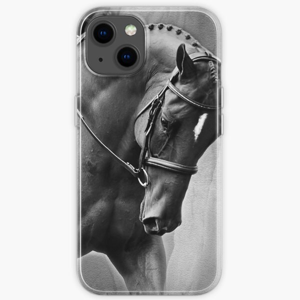 Elegance Dressage Horse in Black and White iPhone Soft Case
