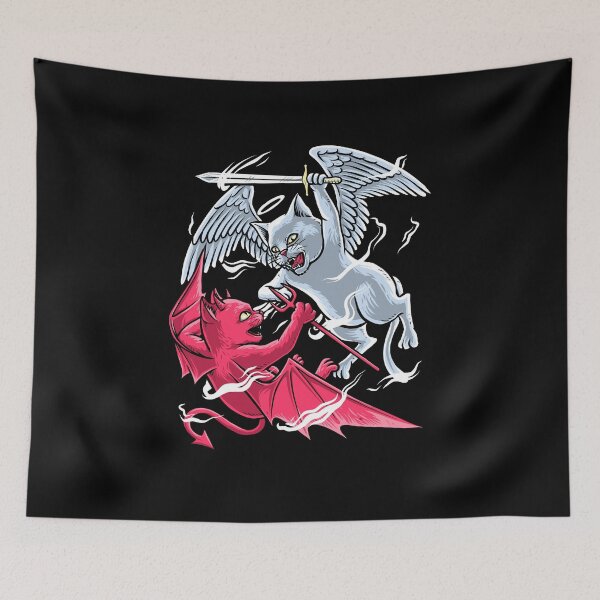Item preview, angel and demon cat designed and sold by Design_for_merch.