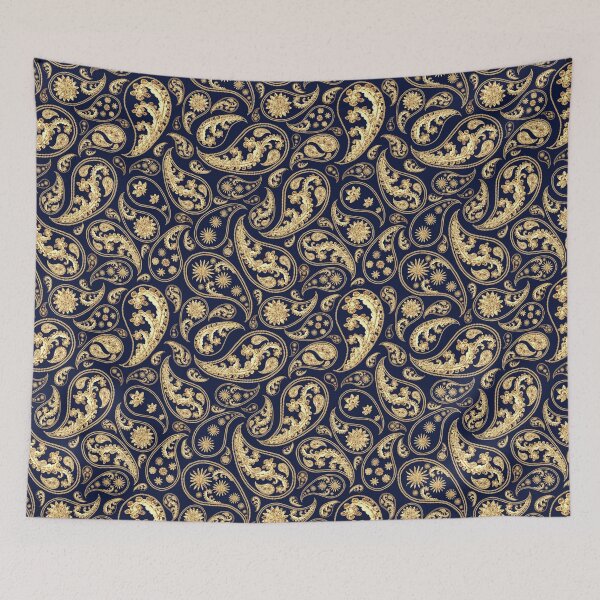 Item preview, Blue Gold Teardrop pattern In Golden Style designed and sold by Patternawy.
