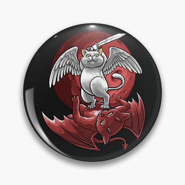 Item preview, funny angel and demon cat designed and sold by Design_for_merch.