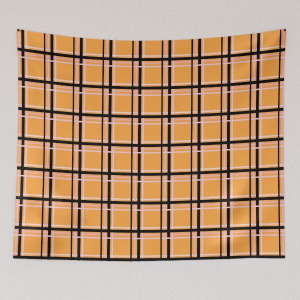 Item preview, Black and Pink Lines Symmetry Checked Square Geometric Orange Pattern designed and sold by Moyanana.