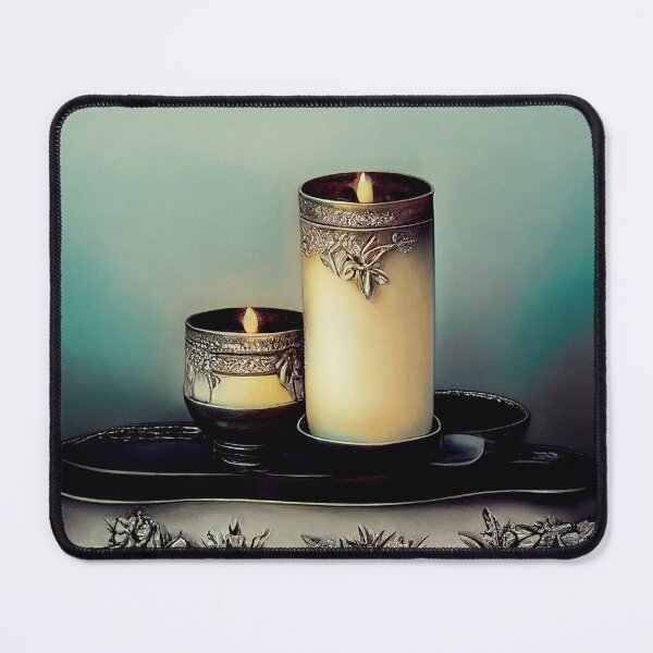 Artikelvorschau, a painting of two lit candles on a tray entworfen und verkauft von DesignAtYO.