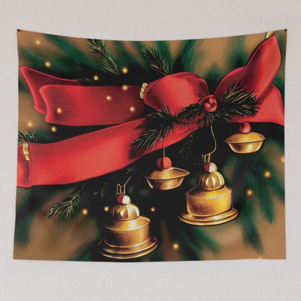 Item preview, a painting of bells and a red ribbon designed and sold by DesignAtYO.