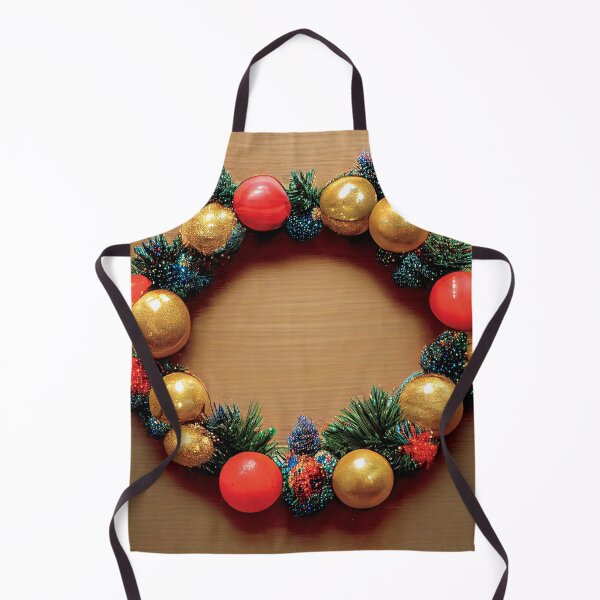 Aperçu de l'œuvre a christmas wreath made of gold and red ornaments créée et vendue par DesignAtYO.