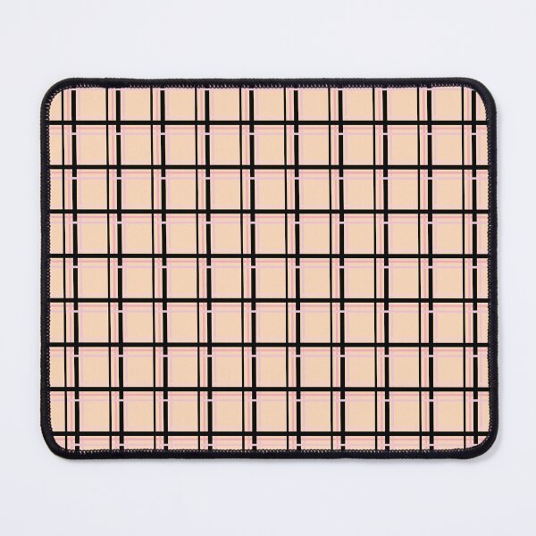 Item preview, Black and Pink Lines Symmetry Checked Square Geometric Puff Yellow Pattern designed and sold by Moyanana.