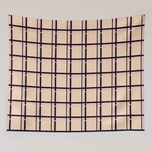 Item preview, Black and Pink Lines Symmetry Checked Square Geometric Puff Yellow Pattern designed and sold by Moyanana.