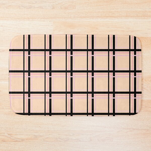 Item preview, Black and Pink Lines Symmetry Checked Square Geometric Puff Yellow Pattern designed and sold by Moyanana.
