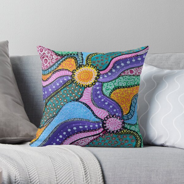 Handmade Decorative Throw Pillow Finger Paint Pattern 18 X 