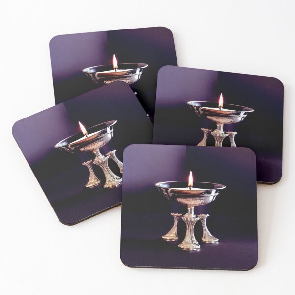 Item preview, a lit candle in a silver bowl on a table designed and sold by DesignAtYO.