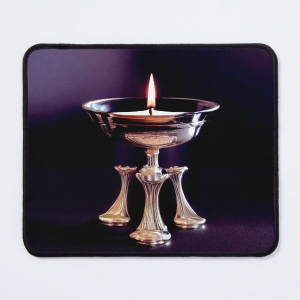 Item preview, a lit candle in a silver bowl on a table designed and sold by DesignAtYO.