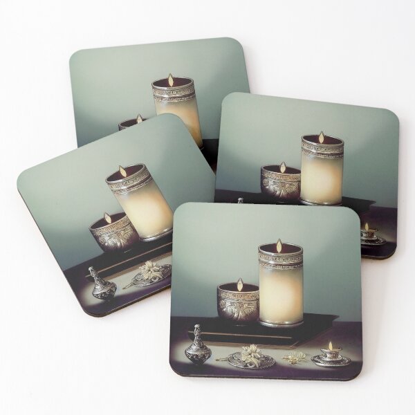 Item preview, a lit candle sitting on top of a tray designed and sold by DesignAtYO.