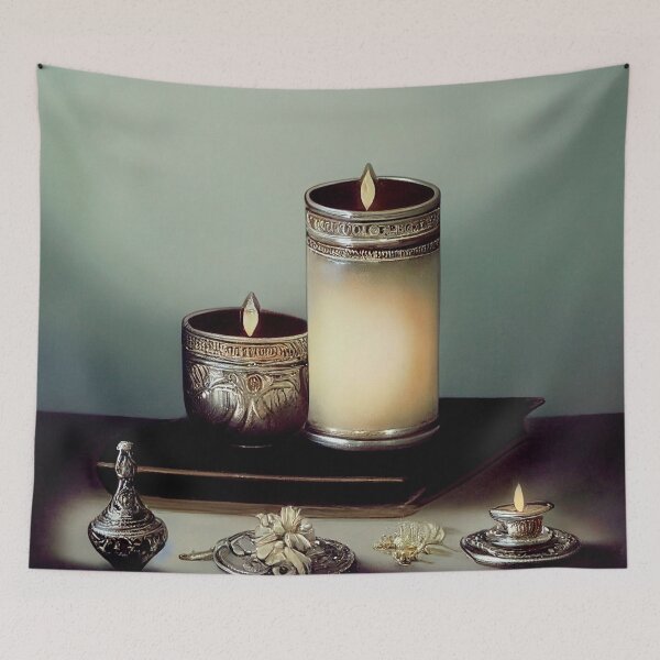 Item preview, a lit candle sitting on top of a tray designed and sold by DesignAtYO.