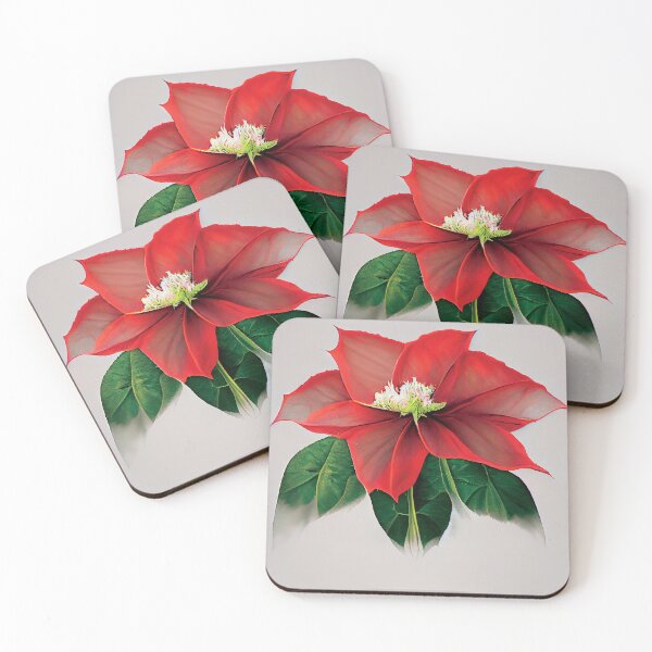 Item preview, a red flower with green leaves on a white background designed and sold by DesignAtYO.