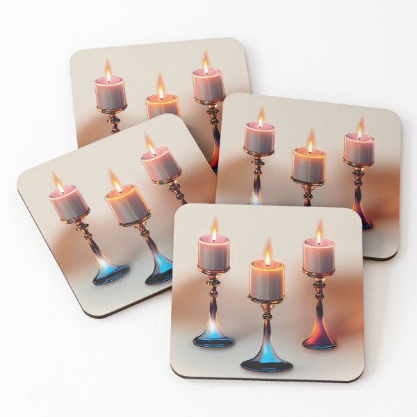 Item preview, a group of three lit candles sitting next to each other designed and sold by DesignAtYO.