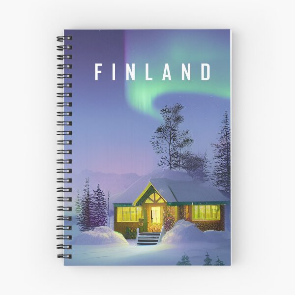 Item preview, Finland northern lights  aurora travel poster designed and sold by Arctic frame studio.