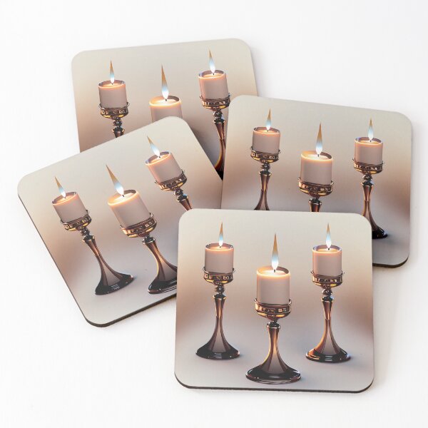 Item preview, a group of three lit candles sitting on top of a table designed and sold by DesignAtYO.