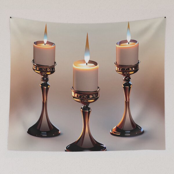 Item preview, a group of three lit candles sitting on top of a table designed and sold by DesignAtYO.