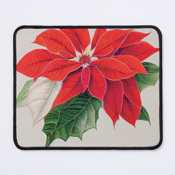 Item preview, a painting of a poinsettia with green leaves designed and sold by DesignAtYO.