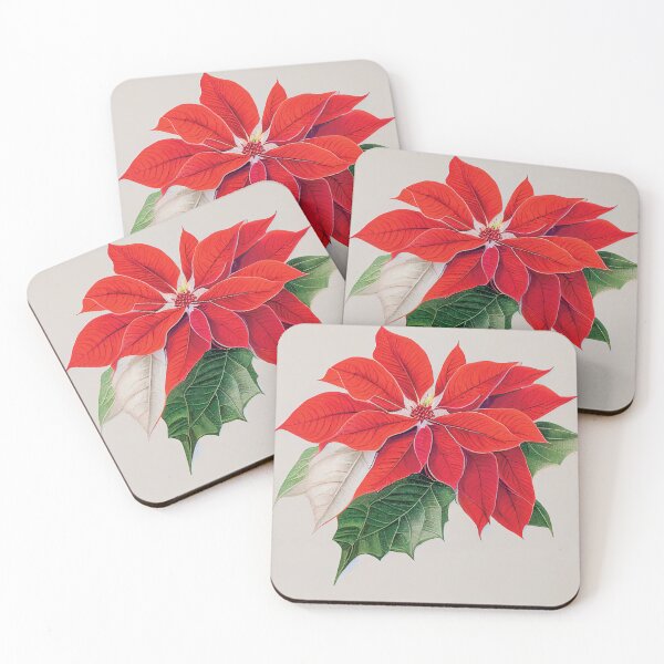 Item preview, a painting of a poinsettia with green leaves designed and sold by DesignAtYO.