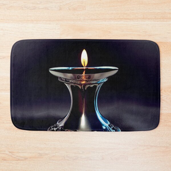 Item preview, a lit candle is sitting in a silver bowl designed and sold by DesignAtYO.