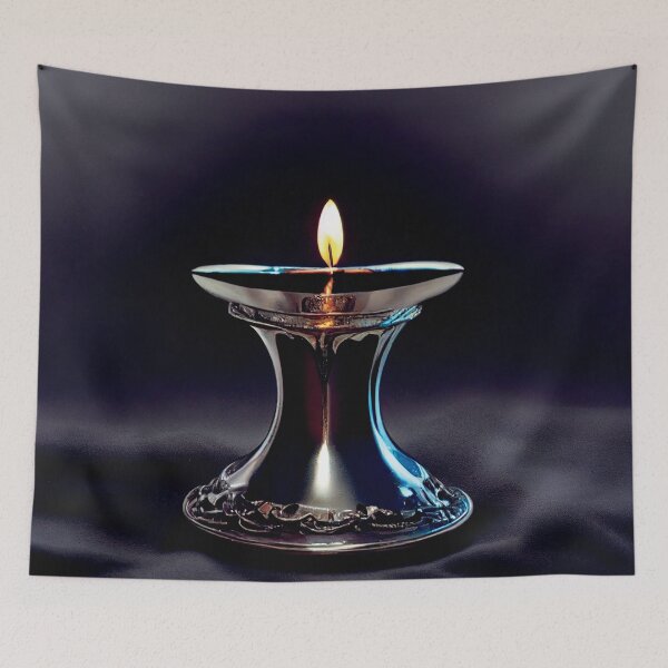 Item preview, a lit candle is sitting in a silver bowl designed and sold by DesignAtYO.