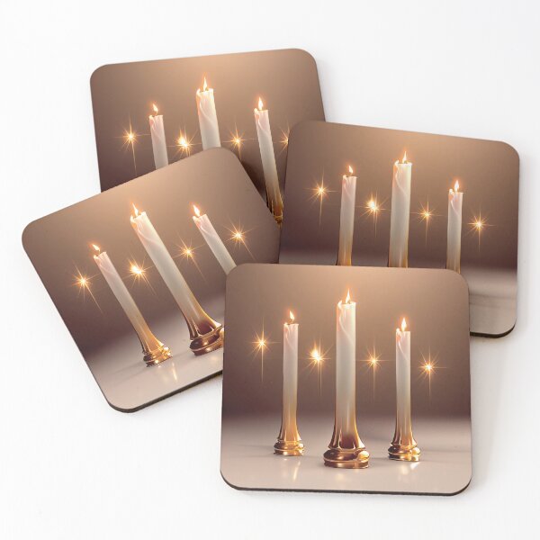 Item preview, a group of three lit candles sitting next to each other designed and sold by DesignAtYO.