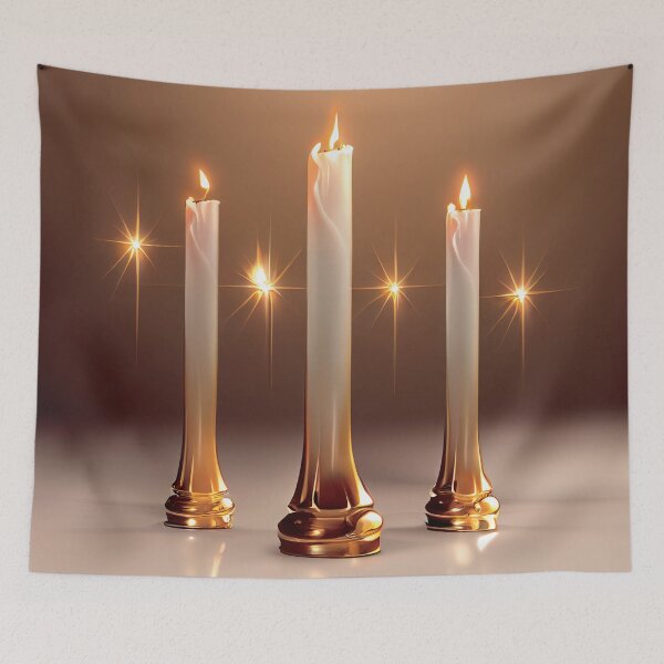 Item preview, a group of three lit candles sitting next to each other designed and sold by DesignAtYO.