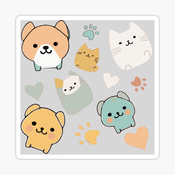 Item preview, Pattern: dog, cat, heart and animal paw - grey background designed and sold by Artxplor.