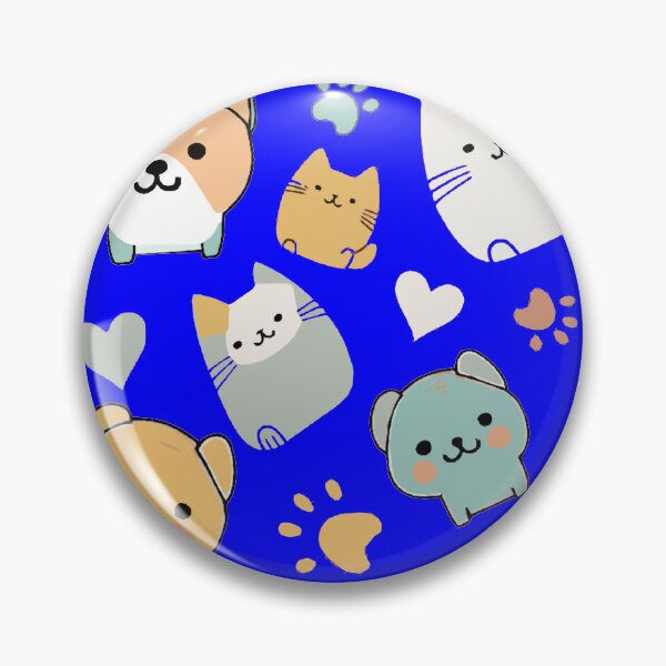 Item preview, Copie de Pattern: dog, cat, heart and animal paw - deep blue background designed and sold by Artxplor.