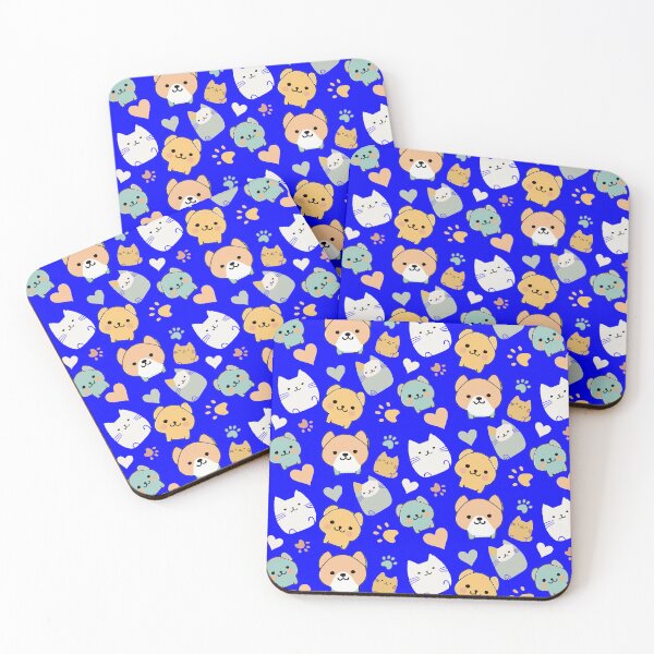 Item preview, Copie de Pattern: dog, cat, heart and animal paw - deep blue background designed and sold by Artxplor.