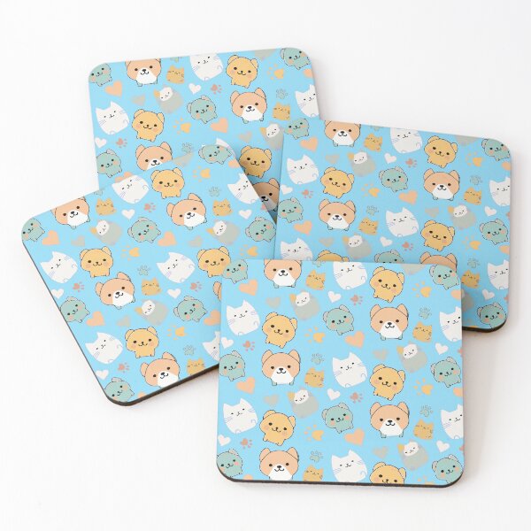 Item preview, Pattern: dog, cat, heart and animal paw - blue background designed and sold by Artxplor.