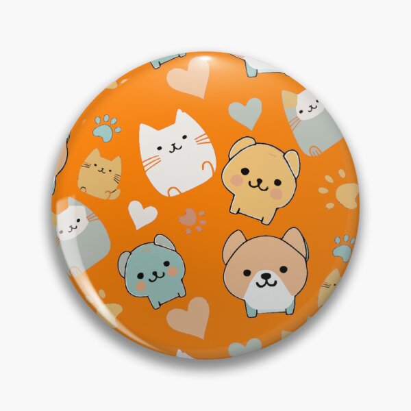 Item preview, Pattern: dog, cat, heart and animal paw - orange background designed and sold by Artxplor.