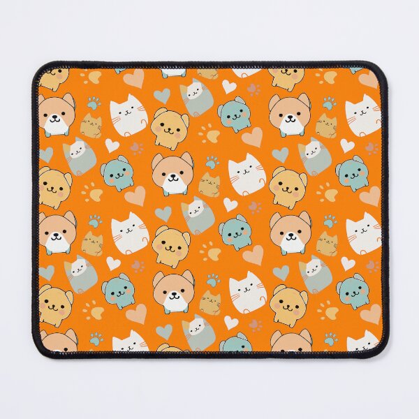 Item preview, Pattern: dog, cat, heart and animal paw - orange background designed and sold by Artxplor.
