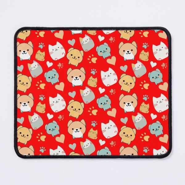 Item preview, Pattern: dog, cat, heart and animal paw - red background designed and sold by Artxplor.