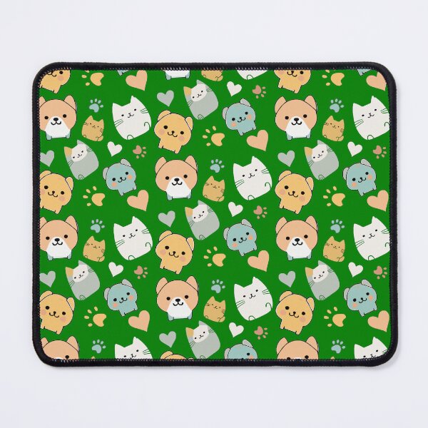 Item preview, Pattern: dog, cat, heart and animal paw - green background designed and sold by Artxplor.