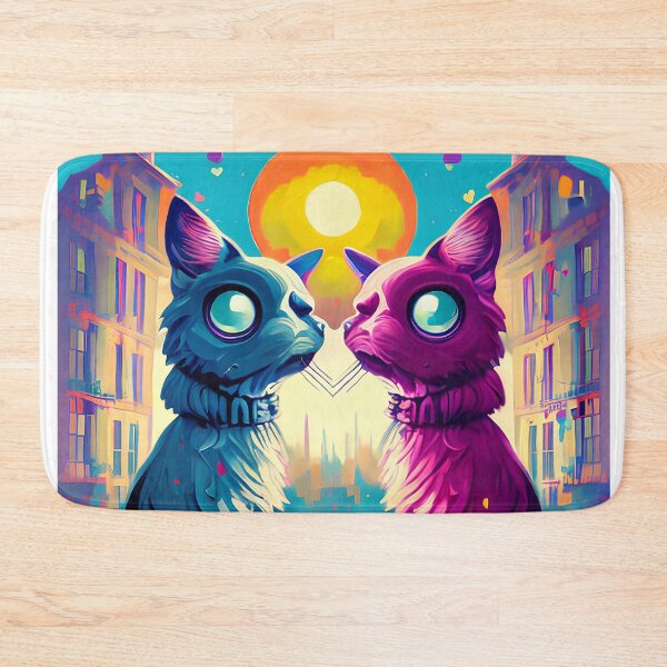 Item preview, Abstract colour splash cool cat couple in the city; perfect gift for cat lovers designed and sold by erzypher.