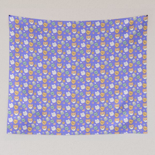 Item preview, Pattern: dog, cat, heart and animal paw - purple background designed and sold by Artxplor.