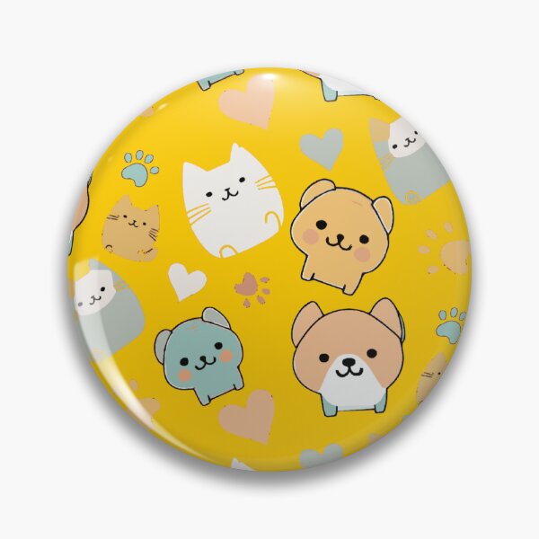 Item preview, Pattern: dog, cat, heart and animal paw - yellow background designed and sold by Artxplor.