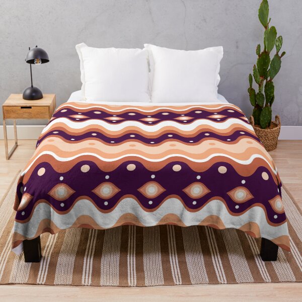 Item preview, Psychedelic eye waves - vintage wave pattern - fig purple, brown, apricot, cream designed and sold by Arubi-Art.
