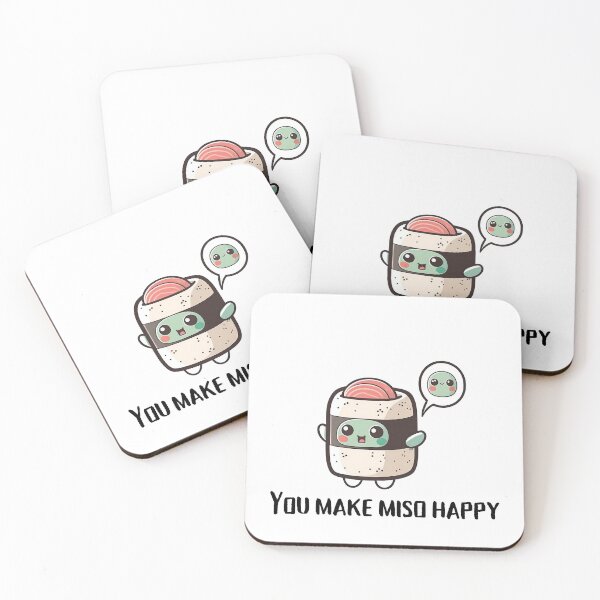 Item preview, Cute Miso Happy Kawaii sushi roll  designed and sold by Blvckstudios.
