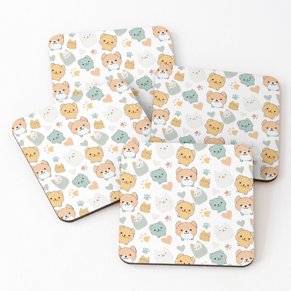 Item preview, Pattern: dog, cat, heart and animal paw - white background designed and sold by Artxplor.