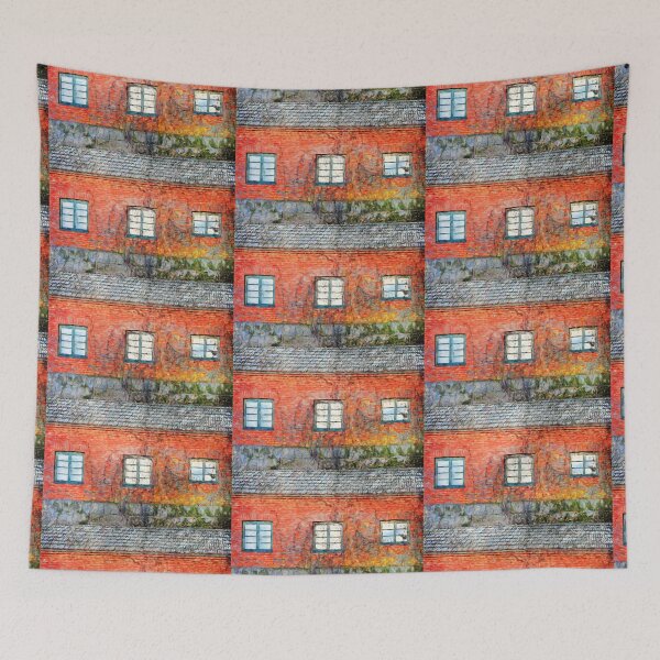 Item preview, Red Brick Building with Three Windows Digital Art designed and sold by Taina Sohlman.