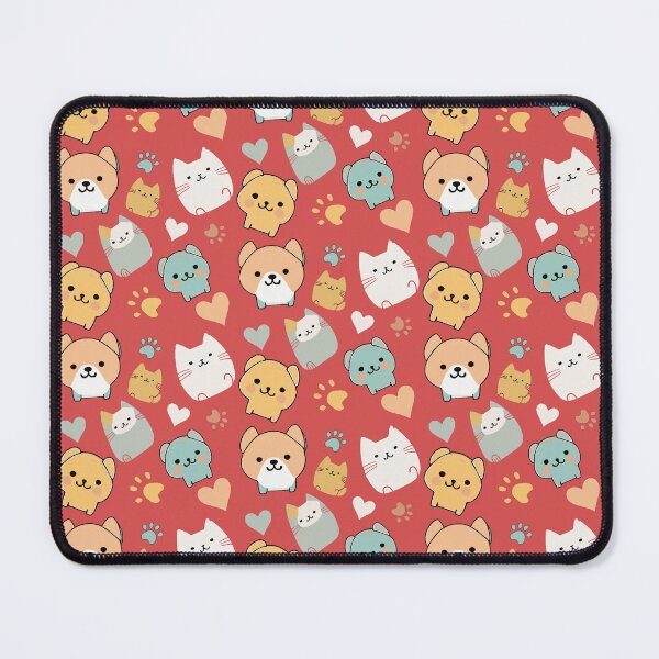 Item preview, Pattern: dog, cat, heart and animal paw - dark pink background designed and sold by Artxplor.