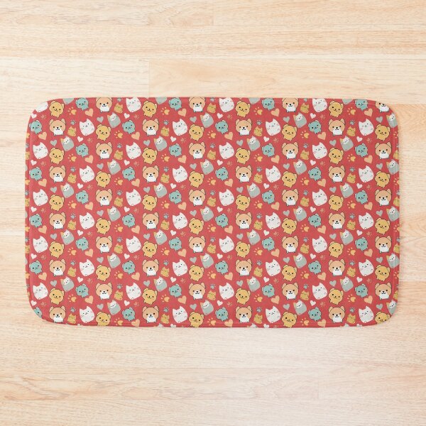 Item preview, Pattern: dog, cat, heart and animal paw - dark pink background designed and sold by Artxplor.
