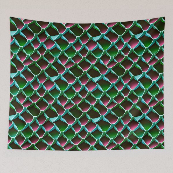Item preview, Futuristic neon mermaid tessellation pattern designed and sold by YeKnot.