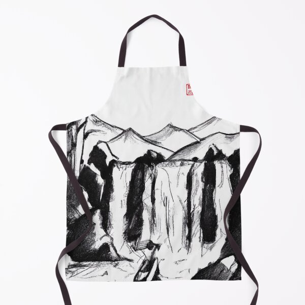 Item preview, Sumi-e Japanese ink drawing, Geisha in front of a waterfall, designed and sold by Monkonthehill.