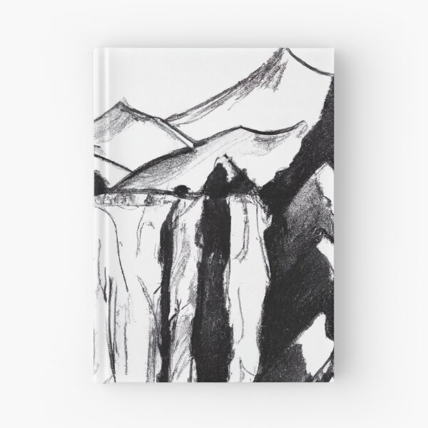 Item preview, Sumi-e Japanese ink drawing, Geisha in front of a waterfall, designed and sold by Monkonthehill.